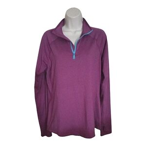 Mountain Hardwear Women's Purple and Blue 1/4 Zip Shirt Size Large